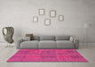 Machine Washable Abstract Pink Modern Rug in a Living Room, wshabs1451pnk