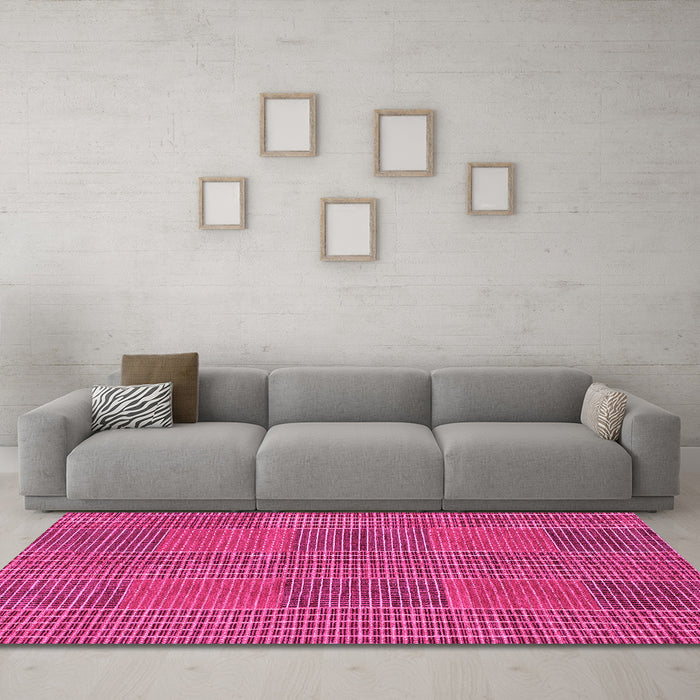 Machine Washable Abstract Pink Modern Rug in a Living Room, wshabs1451pnk