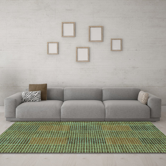 Machine Washable Abstract Turquoise Modern Area Rugs in a Living Room,, wshabs1451turq