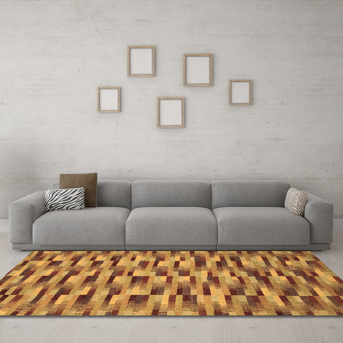 Machine Washable Abstract Brown Modern Rug in a Living Room,, wshabs1452brn