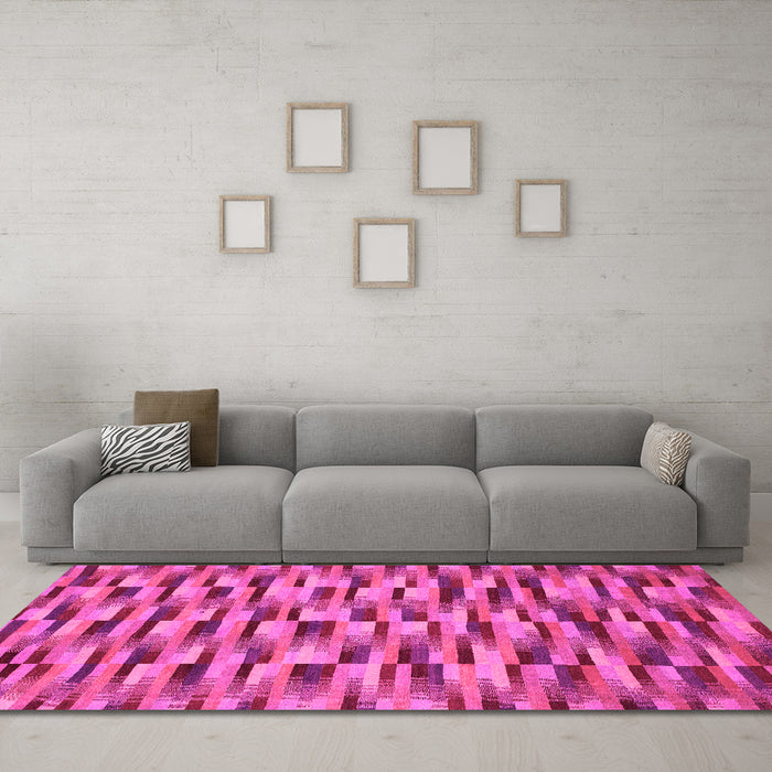 Machine Washable Abstract Pink Modern Rug in a Living Room, wshabs1452pnk