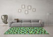 Machine Washable Abstract Turquoise Modern Area Rugs in a Living Room,, wshabs1452turq