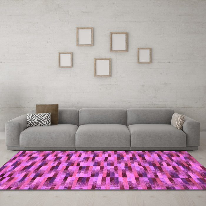 Machine Washable Abstract Purple Modern Area Rugs in a Living Room, wshabs1452pur