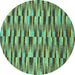 Round Machine Washable Abstract Turquoise Modern Area Rugs, wshabs1452turq