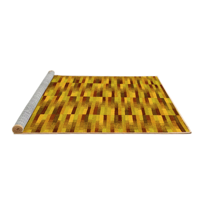 Sideview of Machine Washable Abstract Yellow Modern Rug, wshabs1452yw