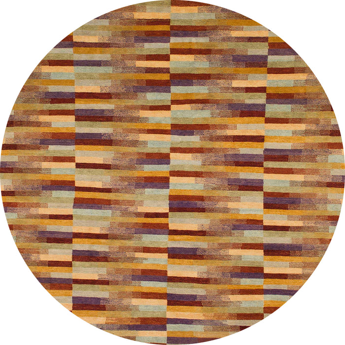 Round Machine Washable Abstract Gold Rug, wshabs1452