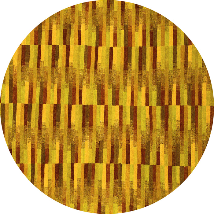 Round Machine Washable Abstract Yellow Modern Rug, wshabs1452yw