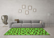 Machine Washable Abstract Green Modern Area Rugs in a Living Room,, wshabs1452grn