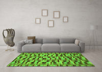 Machine Washable Abstract Green Modern Rug, wshabs1452grn