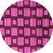 Round Machine Washable Abstract Purple Modern Area Rugs, wshabs1453pur
