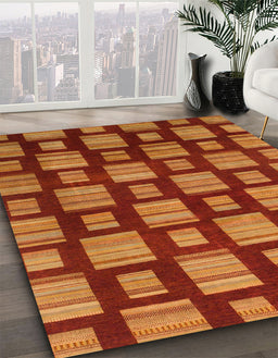 Abstract Red Modern Rug in Family Room, abs1453