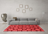 Machine Washable Abstract Red Modern Rug, wshabs1453red