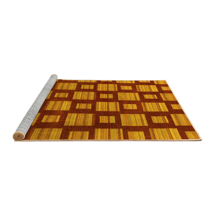 Sideview of Machine Washable Abstract Yellow Modern Rug, wshabs1453yw