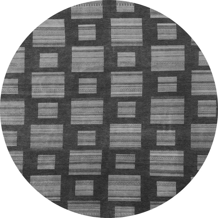 Round Machine Washable Abstract Gray Modern Rug, wshabs1453gry