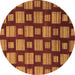 Round Abstract Brown Modern Rug, abs1453brn