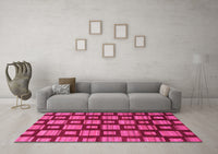 Machine Washable Abstract Pink Modern Rug, wshabs1453pnk