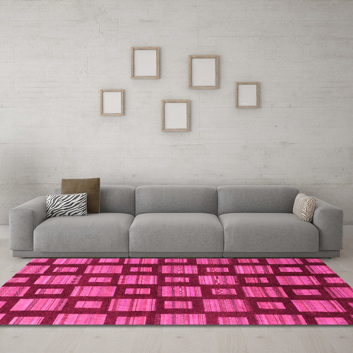 Machine Washable Abstract Pink Modern Rug in a Living Room, wshabs1453pnk