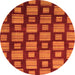 Round Machine Washable Abstract Orange Modern Area Rugs, wshabs1453org