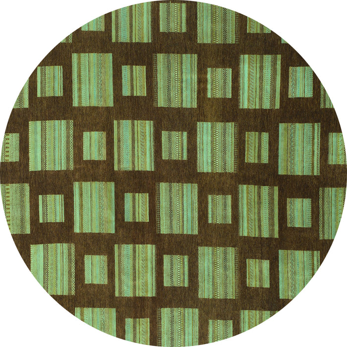 Round Machine Washable Abstract Turquoise Modern Area Rugs, wshabs1453turq