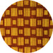 Round Machine Washable Abstract Yellow Modern Rug, wshabs1453yw