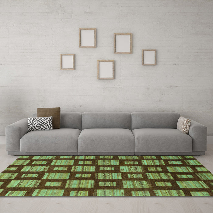 Machine Washable Abstract Turquoise Modern Area Rugs in a Living Room,, wshabs1453turq