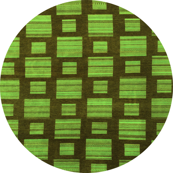 Round Abstract Green Modern Rug, abs1453grn