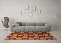 Machine Washable Abstract Brown Modern Rug, wshabs1453brn