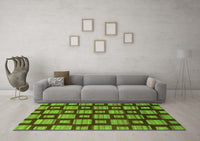 Machine Washable Abstract Green Modern Rug, wshabs1453grn