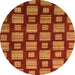 Round Machine Washable Abstract Red Rug, wshabs1453