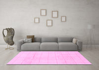 Machine Washable Solid Pink Modern Rug, wshabs1454pnk