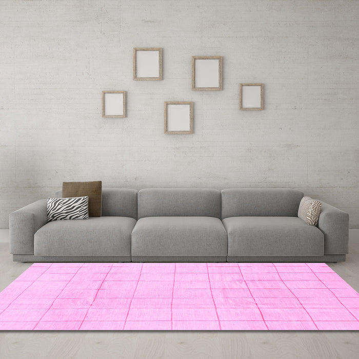 Machine Washable Solid Pink Modern Rug in a Living Room, wshabs1454pnk