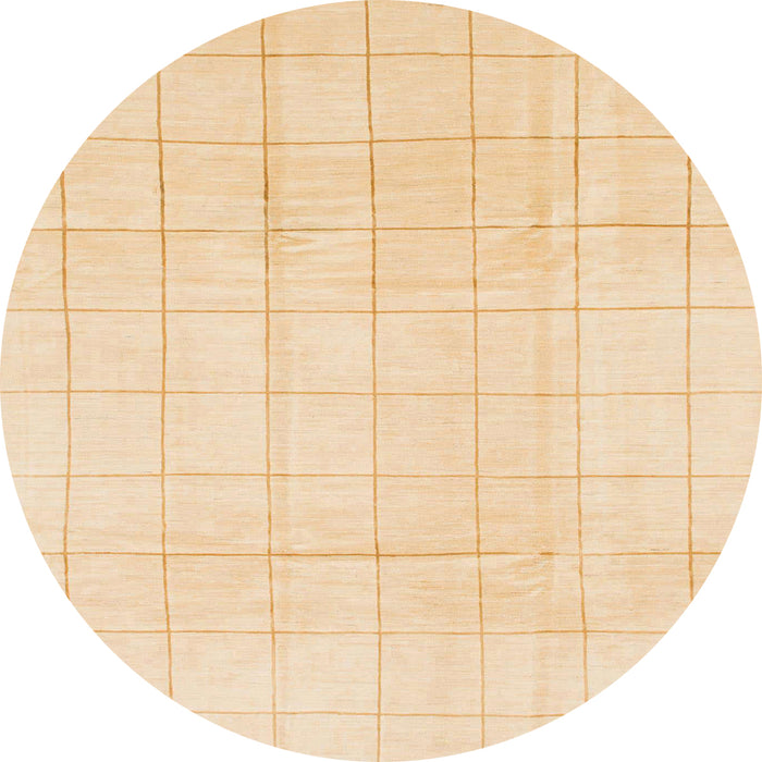 Round Machine Washable Abstract Khaki Gold Rug, wshabs1454