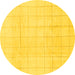 Round Machine Washable Solid Yellow Modern Rug, wshabs1454yw