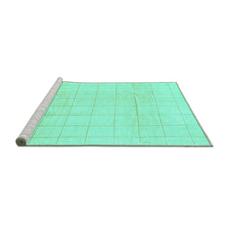 Sideview of Machine Washable Solid Turquoise Modern Area Rugs, wshabs1454turq