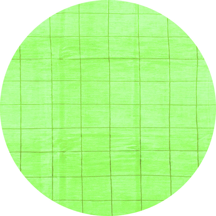 Round Machine Washable Solid Green Modern Area Rugs, wshabs1454grn