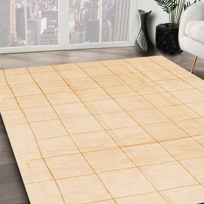 Abstract Khaki Gold Solid Rug in Family Room, abs1454