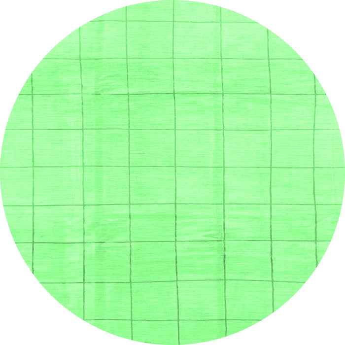 Round Machine Washable Solid Emerald Green Modern Area Rugs, wshabs1454emgrn