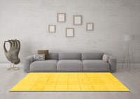 Machine Washable Solid Yellow Modern Rug, wshabs1454yw