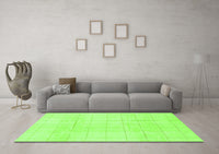 Machine Washable Solid Green Modern Rug, wshabs1454grn