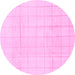 Round Machine Washable Solid Pink Modern Rug, wshabs1454pnk