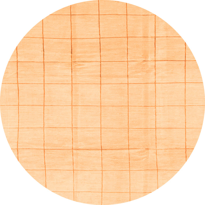Round Machine Washable Solid Orange Modern Area Rugs, wshabs1454org