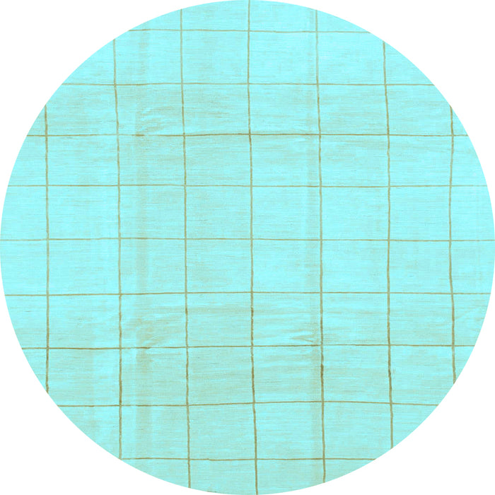 Round Machine Washable Solid Light Blue Modern Rug, wshabs1454lblu