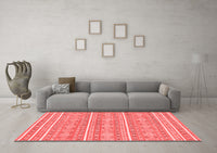 Machine Washable Abstract Red Modern Rug, wshabs1455red