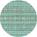 Round Abstract Light Blue Modern Rug, abs1455lblu