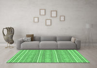 Machine Washable Abstract Emerald Green Modern Rug, wshabs1455emgrn