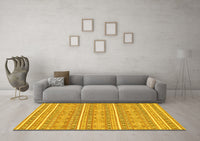 Machine Washable Abstract Yellow Modern Rug, wshabs1455yw