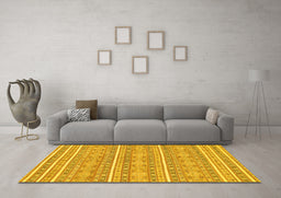 Machine Washable Abstract Yellow Modern Rug in a Living Room, wshabs1455yw