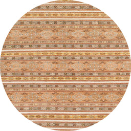 Round Machine Washable Abstract Orange Rug, wshabs1455