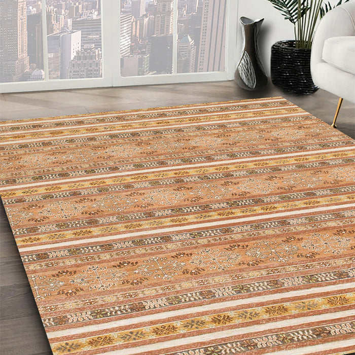 Abstract Orange Modern Rug in Family Room, abs1455