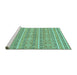 Sideview of Machine Washable Abstract Turquoise Modern Area Rugs, wshabs1455turq